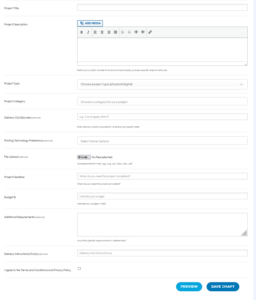 3dgigs project creation form