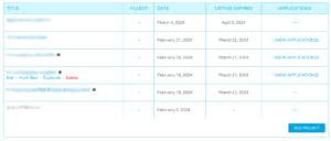 Projects Dashboard on 3dgigs