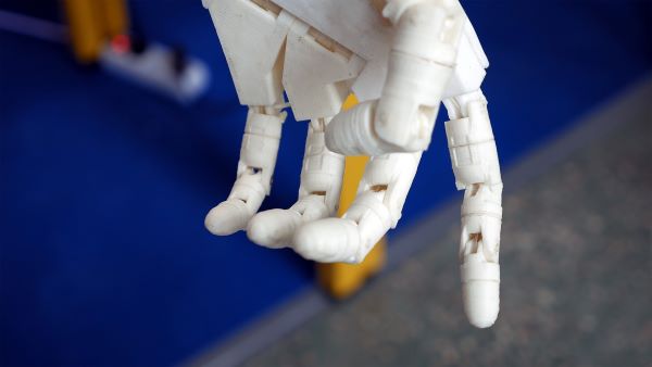 3D-printed medical device or prosthetic limb designed for patient use.