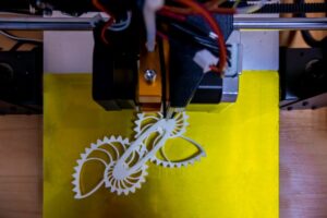 3D printer in action creating a high-detail prototype